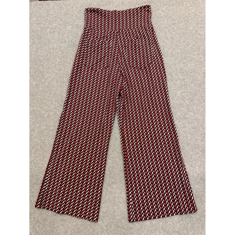 Cabi Women Red Culotte Geometric Print Wide Leg Ponte‎ Pants Small Palazzo